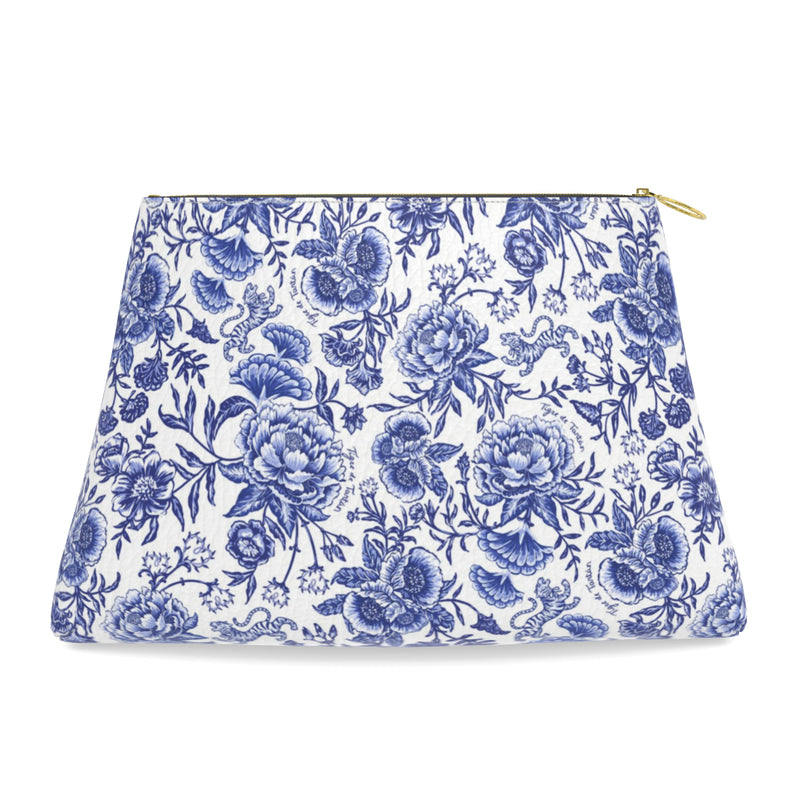 Tigre de Tartán Roomy Leather Tile Bag Chinoiserie Bleu